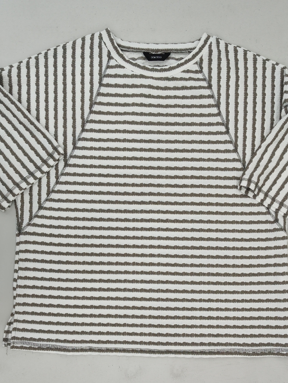 Dokotoo Women's Striped Knit Top - White & Taupe
